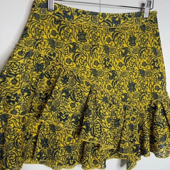 Derek Lam 10 Crosby - Yellow and Navy Ruffle Mini Skirt - size 4 - Picture 3 of 11